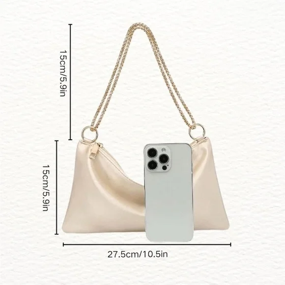 Gold Satin Shoulder Bag NWOT - Picture 7 of 10